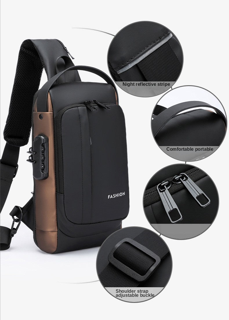 Large Capacity Multifunction Shoulder Crossbody Bag Messenger Chest Sling Travel Pack for Male Men Usb Waterproof Sports Running