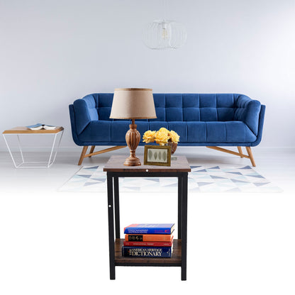 Bedroom Side Table Simple Double Layer Storage Cabinet Side Industrial Coffee Table Desk for Living Room Household Supplies