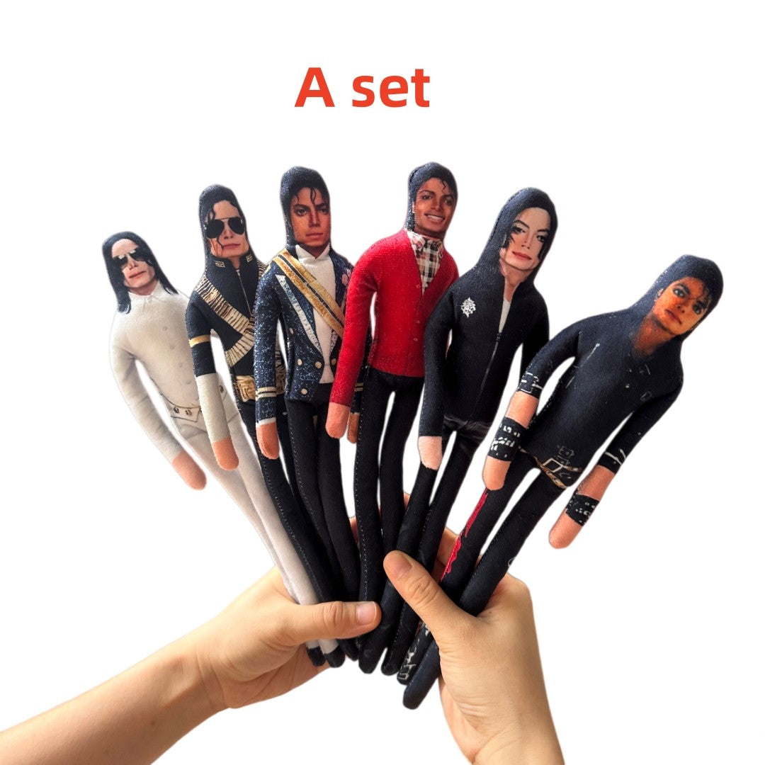 Michael Jackson Plush Figure Doll Soft Stuffed Toy with Movable Joints Handwoven Pop King Room Decor Fan Gift
