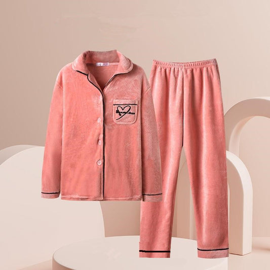 New 2025 Women's Coral Velvet Keep Warm Pajama Sets Autumn and Winter Thickened Fleece Warm Flannel Household Clothes for Women