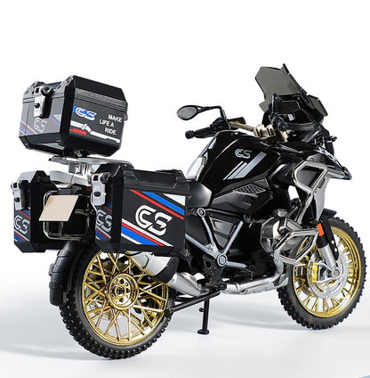 1:10 R1250GS Adventure Moto de Liga Leve Die Cast Modelo de Veículo Coleção Som e Luz Off Road Motocicleta Brinquedos Carro