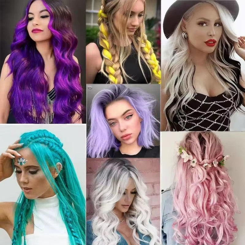 Extensões de Cabelo com Brilho em Degradê de Três Cores, Presilhas Sintéticas de Brilho de Arco-Íris Resistentes ao Calor