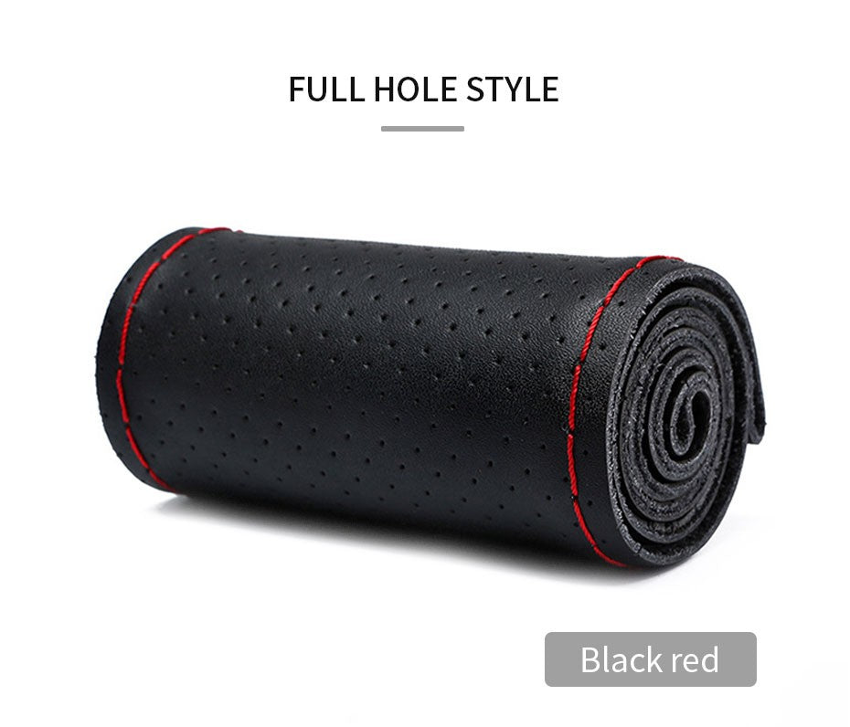 Capa de Volante SEAMETAL de Couro Genuíno com Agulhas e Linha, Trança DIY para Carro, Diâmetro 37-38cm