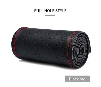 Capa de Volante SEAMETAL de Couro Genuíno com Agulhas e Linha, Trança DIY para Carro, Diâmetro 37-38cm