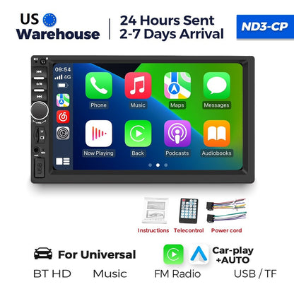 MEKEDE US Stock 2 Din Universal 7Inch Car Radio CarPlay Android Auto MP5 Multimedia Player Touch Screen Head Unit USB BT TF Card