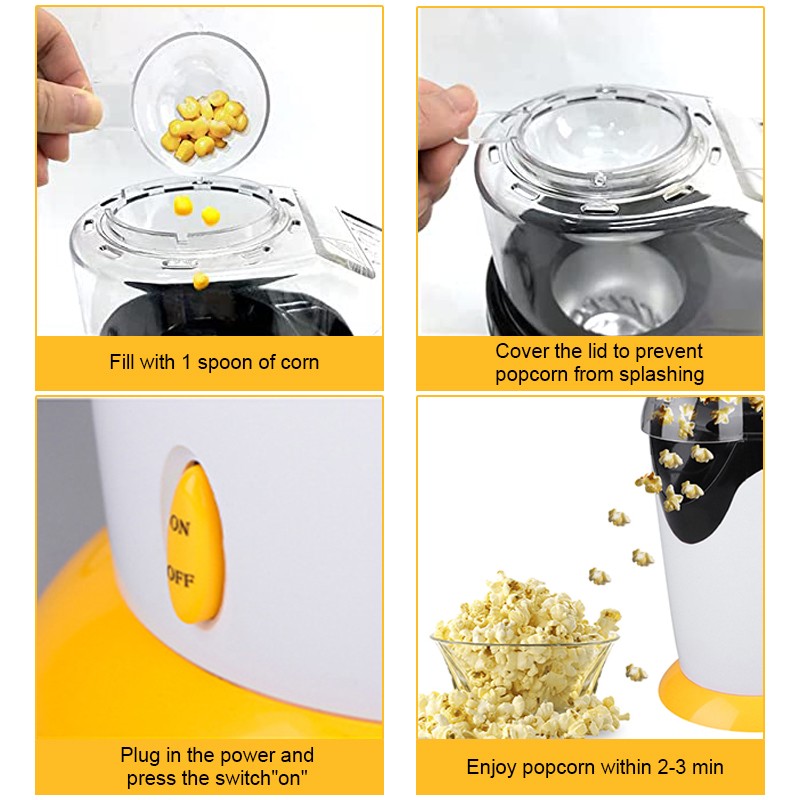 Homemade Mini Popcorn Machine Fully Automatic Small Electric Children's DIY Popcorn Machine 1200W For Home Kitchen EU Plug