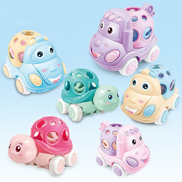 Baby Toy Car Rattle - Press & Go Friction Powered Truck, Soft Rolling Cars for Toddlers 1-3 Perfect Birthday Gift for Girls Boys