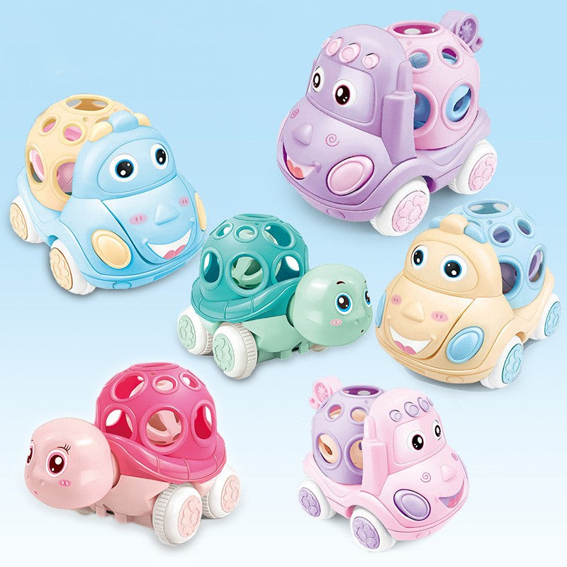 Baby Toy Car Rattle - Press & Go Friction Powered Truck, Soft Rolling Cars for Toddlers 1-3 Perfect Birthday Gift for Girls Boys