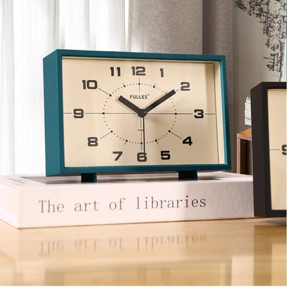 1PC Retro Small Alarm Clock Desktop Ornament Elderly Silent Square Living Room Table Clock Desktop Home Decoration