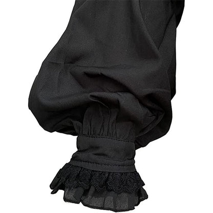 Men Steampunk Shirt Vintage Prince Medieval Renaissance Blouse Male White Black Turtleneck Tops Victorian Cosplay Costumes