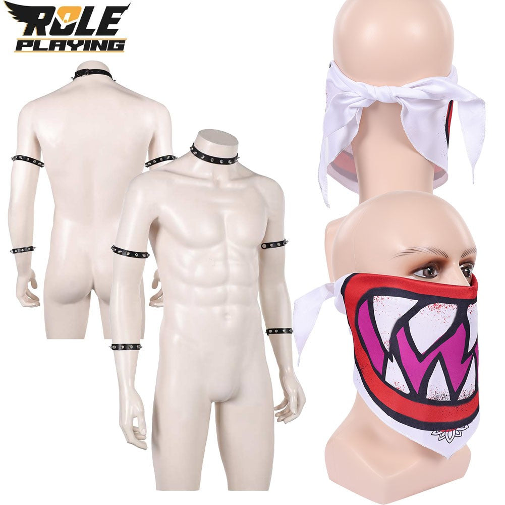 Bowser Jr Cosplay Scarf Mask Bracelet Collar Movie Bros Costume Accessories Prop for Adult Men Fantasy OutfitHalloween Carnival