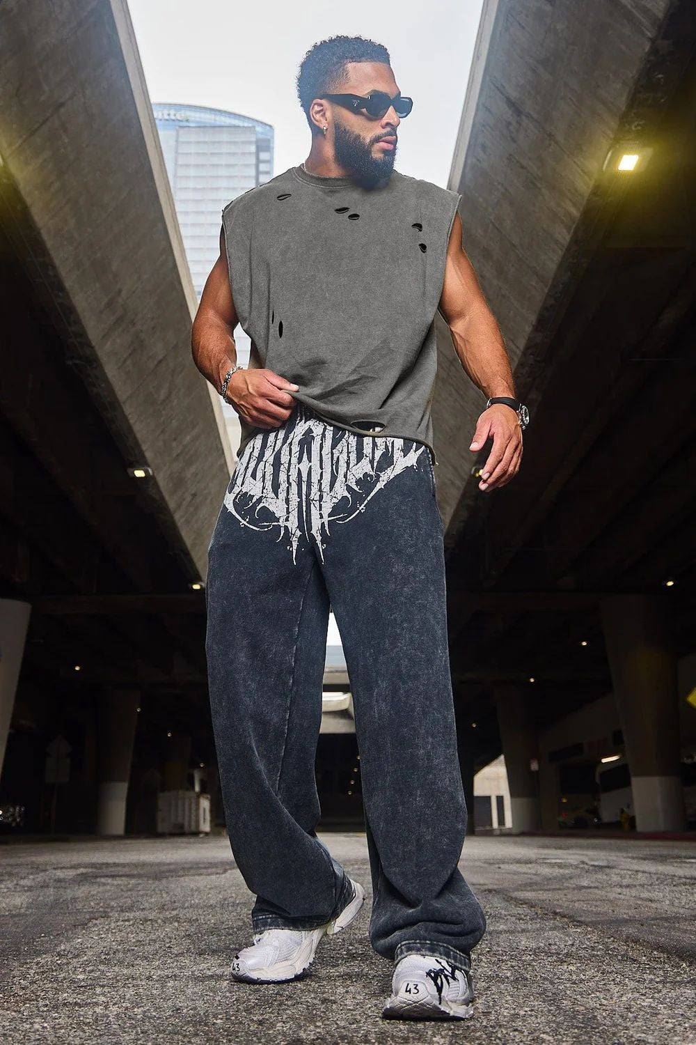2025 YOUNGLA New American-style men's sports pants jogging muscle fitness casual pants loose straight-leg pants
