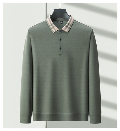 Light luxury brand polo shirt long sleeved spring and autumn new style comfortable and breathable casual striped lapel T-shirt