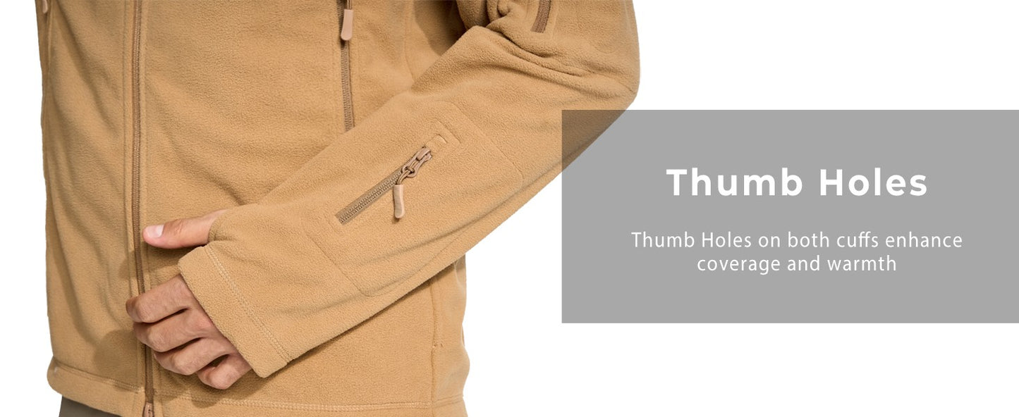 TACVASEN Winter Hooded Coats Mens Fleece Jackets Full Zip Up Multi-Pockets Fishing Hiking Climbing Outerwear Causal Parka Tops
