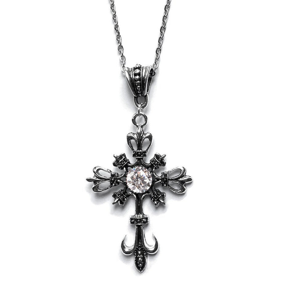 Gothic Cross Necklace For Women Men Punk Hollow Flower Cross Charms Choker Chain Vampires Pendant Jewelry Party Accessories Gift