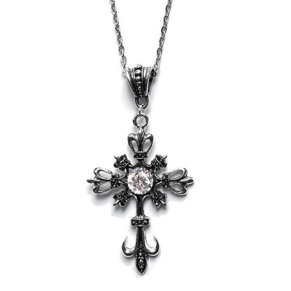 Gothic Cross Necklace For Women Men Punk Hollow Flower Cross Charms Choker Chain Vampires Pendant Jewelry Party Accessories Gift