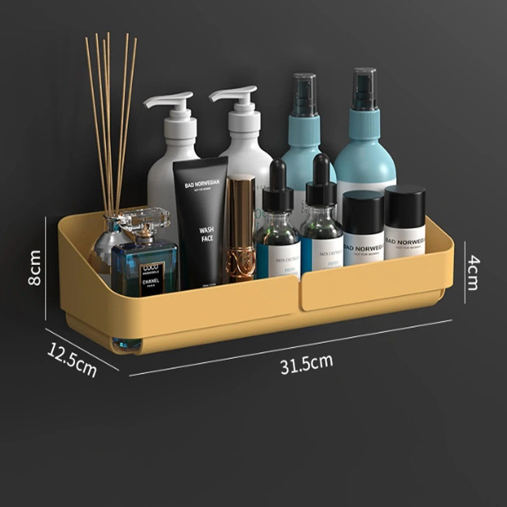 Rack de Conveniência para Banheiro Cozinha Prateleira Organizador de Maquiagem Cosméticos Shampoo Rack Prateleira de Chuveiro de Parede para Temperos Sem Perfuração