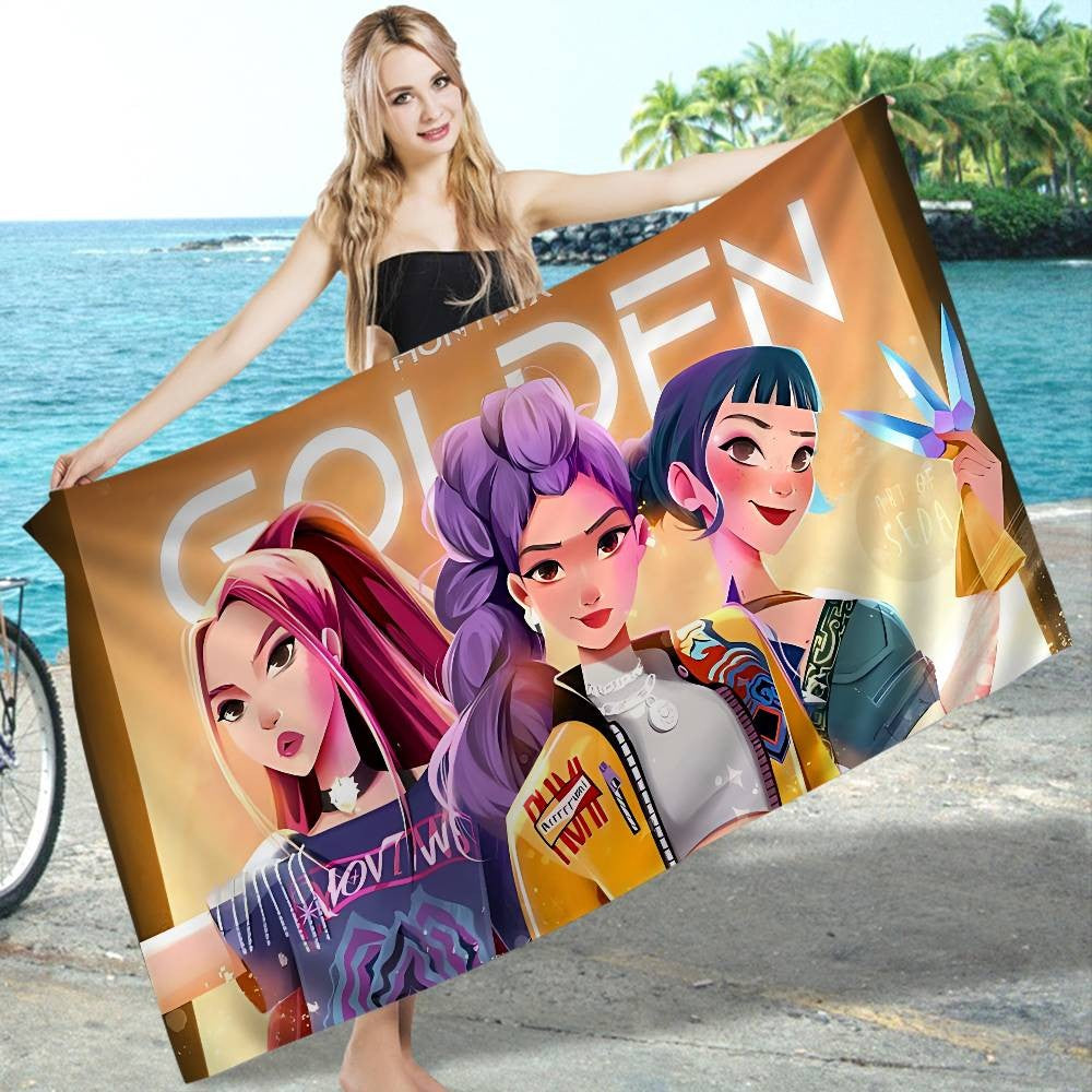 Popular KPop Movie D-Demon H-Hunters Microfiber Blanket Quick Drying Beach Towels Oversized Printing Super Absorbent Pool Towe