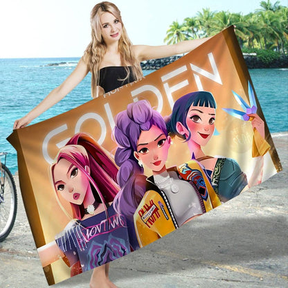 Popular KPop Movie D-Demon H-Hunters Microfiber Blanket Quick Drying Beach Towels Oversized Printing Super Absorbent Pool Towe
