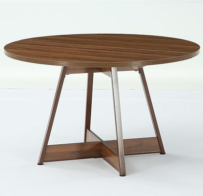 LITTLE TREE 39 Inches Round Dining Table for 2-4, Farmhouse Circle Kitchen Table for Dining Room, Wooden Dinner Table with Heavy