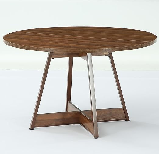 LITTLE TREE 39 Inches Round Dining Table for 2-4, Farmhouse Circle Kitchen Table for Dining Room, Wooden Dinner Table with Heavy