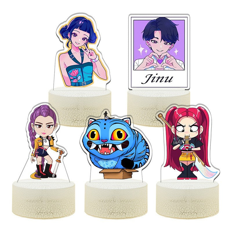 KPop K-POP Demon Hunters Kawaii Zoe Rumi Mira Saja Boys Superstar Monochrome Light Remote Control 16 Color Light Night Light