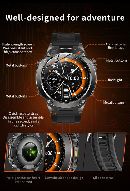 Novo T-Rex 3 GPS Smart Watch AMOLED de 1,43" à prova d'água 10ATM GNSS de banda dupla integrado Bússola Militar Esportivo Smartwatch Pulseira Masculina