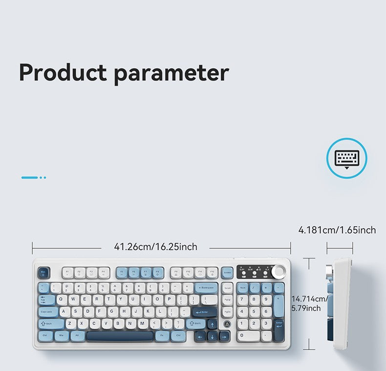 AJAZZ AF98 Wired/Wireless Keyboard Mechanical Feel Office Long Battery Life Three-Mode RGB Mixed Light ABS Keycaps Ergonomics