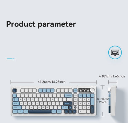 AJAZZ AF98 Wired/Wireless Keyboard Mechanical Feel Office Long Battery Life Three-Mode RGB Mixed Light ABS Keycaps Ergonomics
