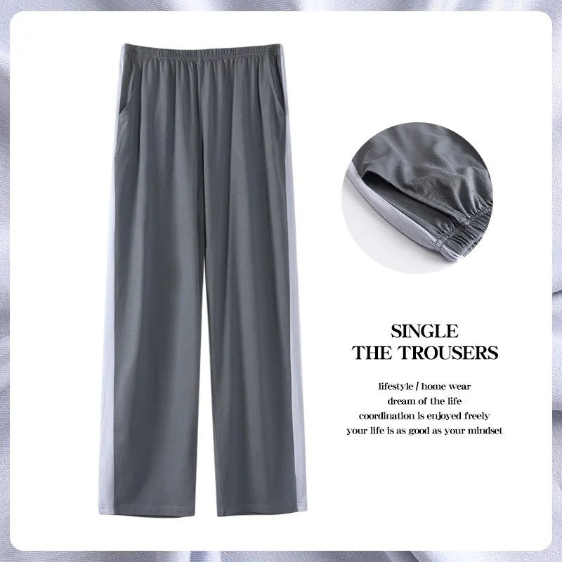 Men's Modal Sleepwear Loose Fit Casual Thin Home Pants Spring Autumn Summer Comfortable Lightweight Men's Drawstring Sweatpants
