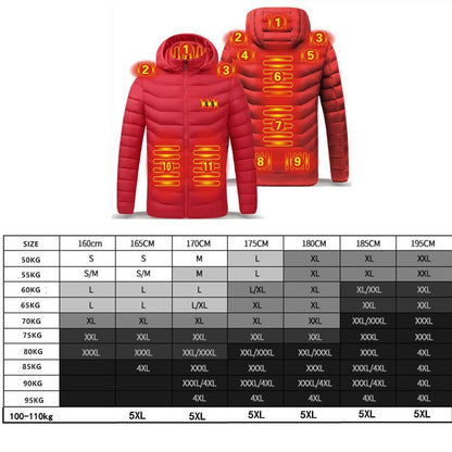 Men Heated down jacket USB Winter men's parka Outdoor Electric padded jacket Warm Sprots Thermal Coat Clothing Heated jacket