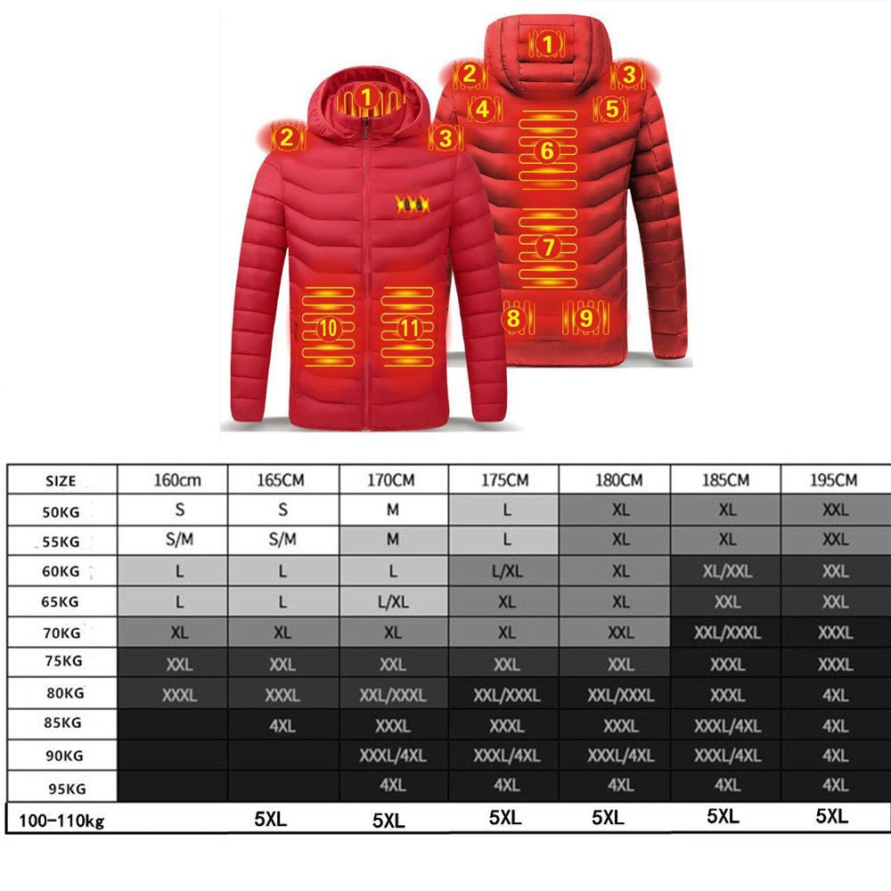 Men Heated down jacket USB Winter men's parka Outdoor Electric padded jacket Warm Sprots Thermal Coat Clothing Heated jacket