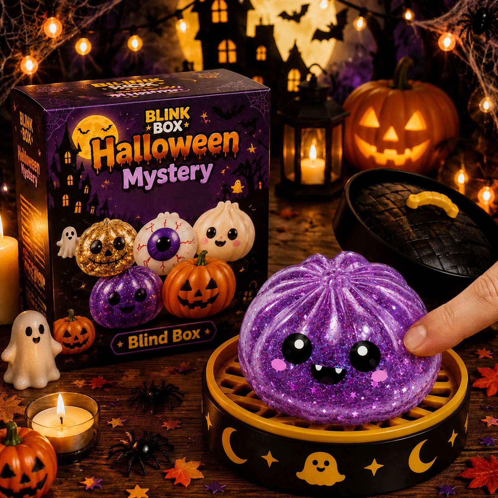 5.5cm Halloween ghost pinch music creative new squeeze decompression toy pinch decompression gift box set