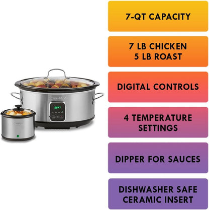 Panela Elétrica de Lenta Cocção Programável de Aço Inoxidável Kenmore 7 Litros para Arroz Aquecido e Cozido Sous Vide