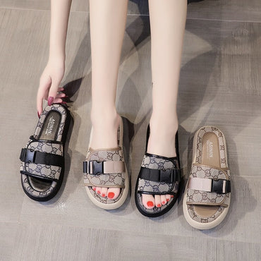 Women Slippers Flat Bottom Fashion All-match Sandals Woman Summer Outer Wear Non-slip Wear-resistant Pvc Soft-soled Lady Slipper