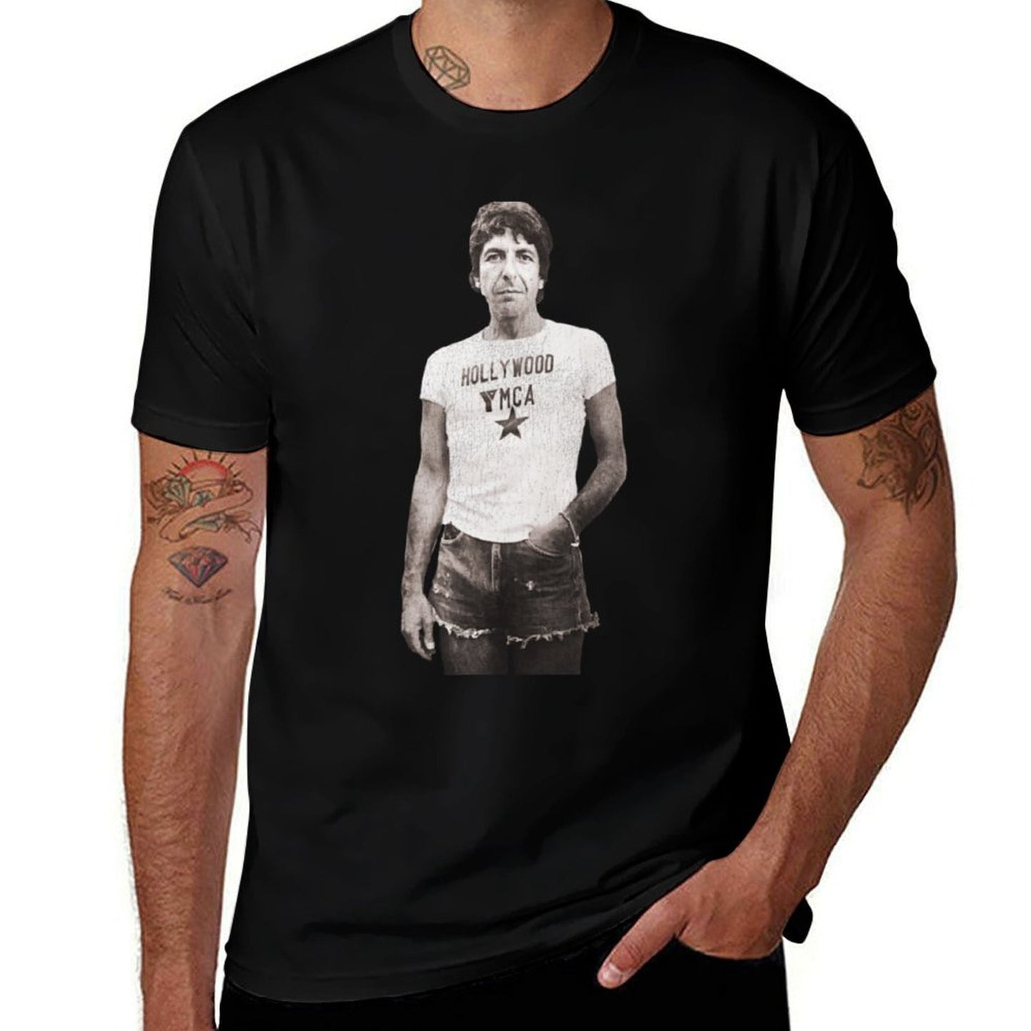 Leonard Cohen Casual Icon T-Shirt black cotton t-shirt plain for man package man t shirts for men