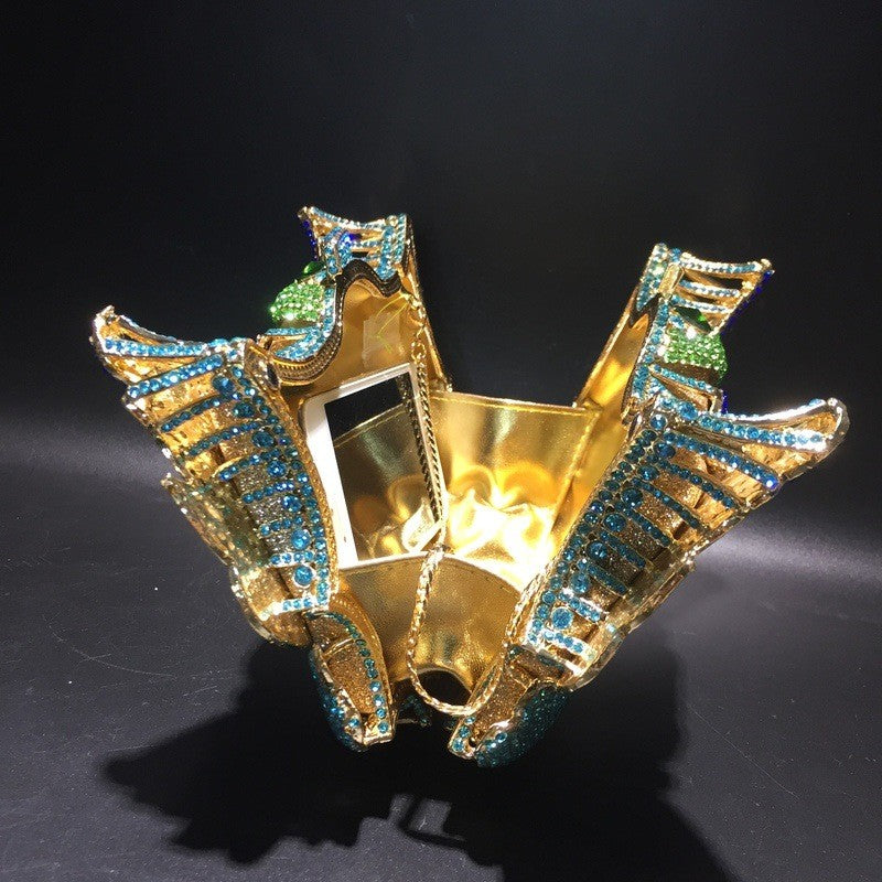 XIYUAN Pink/Black/Blue/Gold Crystal Evening Clutches Bag Hollow Out Women Metal Clutch Purse Wedding Party Prom Dinner Handbag