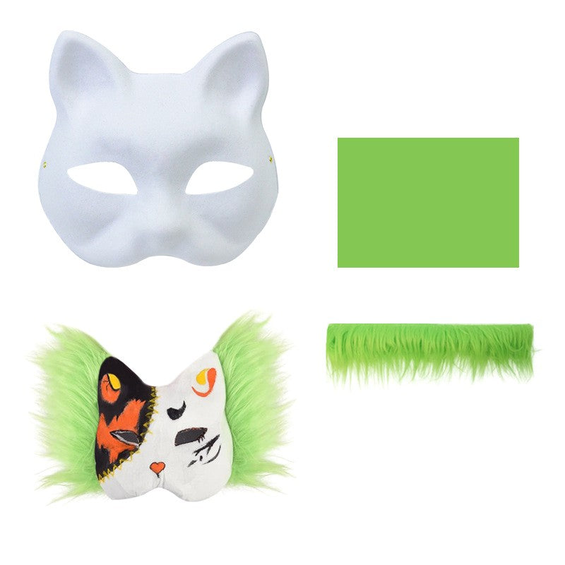 3Pcs/set DIY Handmade Graffiti Half Face Mask Therian Mask Kit Blank Mask Half Face Hand Drawn Animal Cat Fox Mask Party Gifts