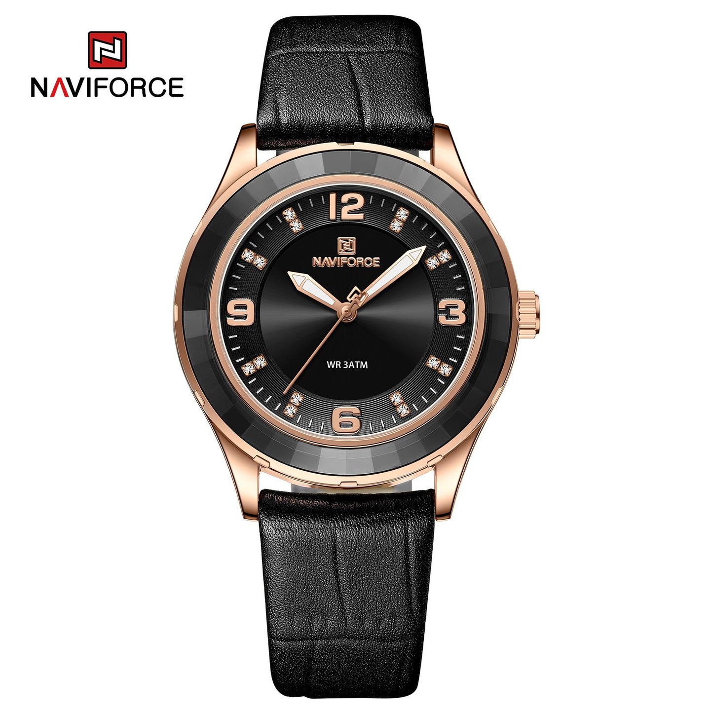 Naviforce 5040 Original New Woman Black Leather Classic Watch Ladies Girls Wristwatch Elegant Quartz Women's Watches