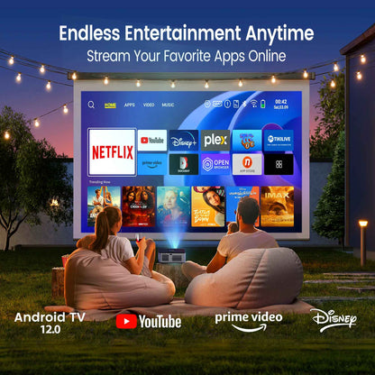 Projetor HORLAT T3N 35000 Lumens Android 12 4K Beamer Full HD 1080P Vídeo 8K Áudio Home Theater Foco Automático Correção Trapezoidal 5G Dual WiFi