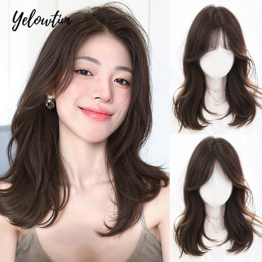 Yelowtim Synthetic Topper Clip In Hair Extensions with Bangs for Women Increase The Amount Of Hair On The Top Of The Head