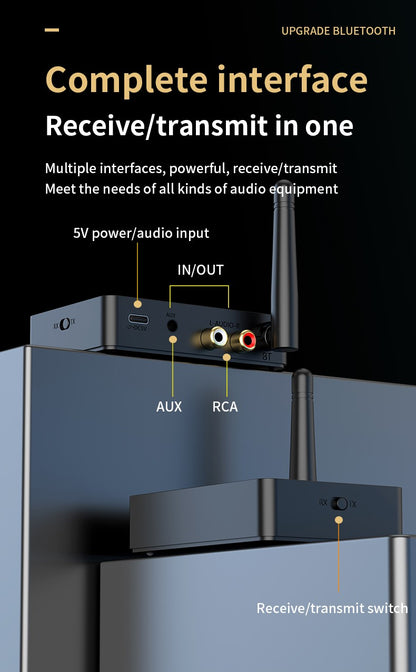 Adaptador de áudio Bluetooth 5.3 AptX/HD/LL Receptor Transmissor RCA AUX Qualcomm QCC3040 Adaptador HIFI Estéreo Sem Fio Som Sem Perdas