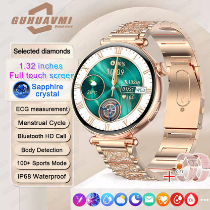 Women Smartwatch 1.32inch AMOLED Screen Call ECG Sport Watch Blood Pressure Micro physical examination AI dial Women Smart Watch