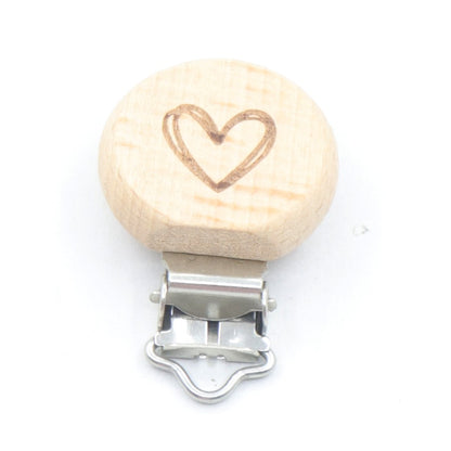 5Pcs/Sets Baby Pacifier Clips BPA Free Cute Modelling Beech Pacifier Clip Baby DIY Cartoon Animal Wooden Log Nipple Chain Holder