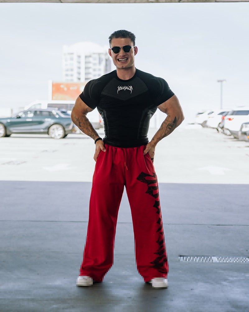 New YOUNG LA Men's Fitness Sports T-shirt Tights Men High Elastic Training Clothing Short Sleeve Tops Fitness Thirts For Men