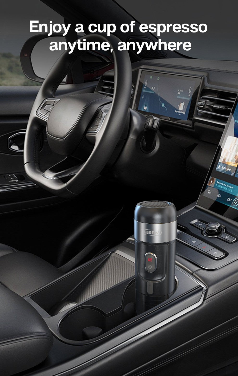 HiBREW Máquina de Café Portátil para Carro e Casa, DC12V Cafeteira Expresso Compatível com Cápsula Nespresso Dolce Pó de Café H4A