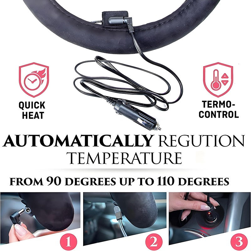 Hot 12V Heated Steering Wheel Cover Warm In Winter Universal Fit Steering Wheel Protector Outer For Cars Trucks Car Accessories