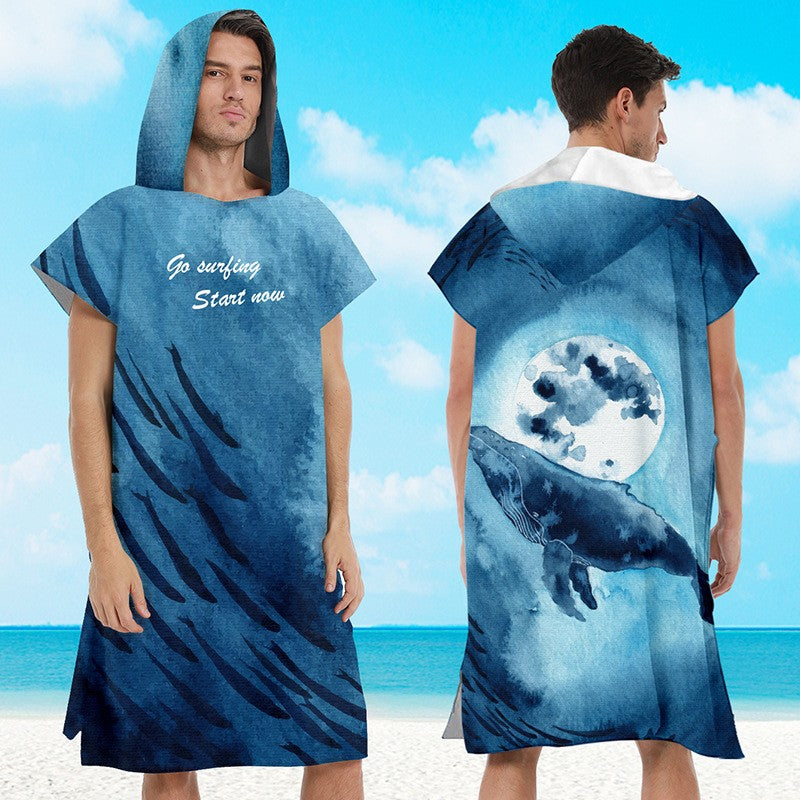 Beach bathrobe Cape surf poncho adult men hooded  Quick drying bath towel for outdoor sandbeach from China
