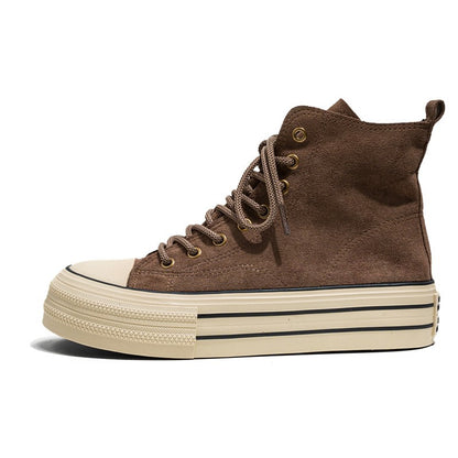 Novos Sapatos Masculinos de Cano Alto com Sola Plana, Botas de Trabalho Casuais para Exteriores com Sola Grossa, Sapatos Masculinos para Caminhada, Tênis de Lona de Cano Alto para Casais