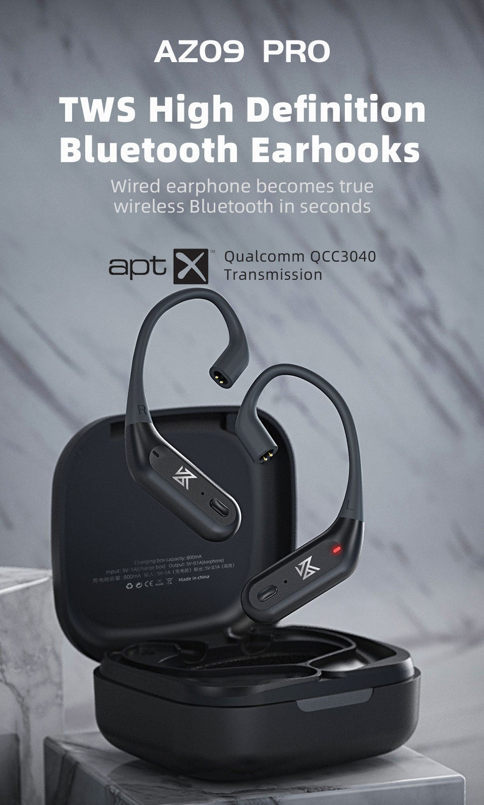 KZ AZ09 Pro True Wireless Headphones Bluetooth-Compatible 5.2 Upgrade Cable Wireless Earplugs Headset Noice Cancelling Earphones